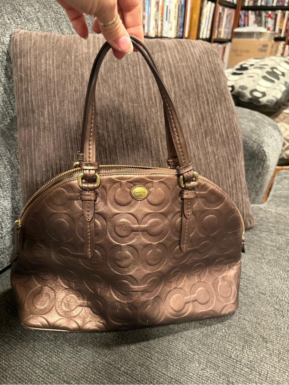 Coach Metallic Bronze Signature Dome Satchel